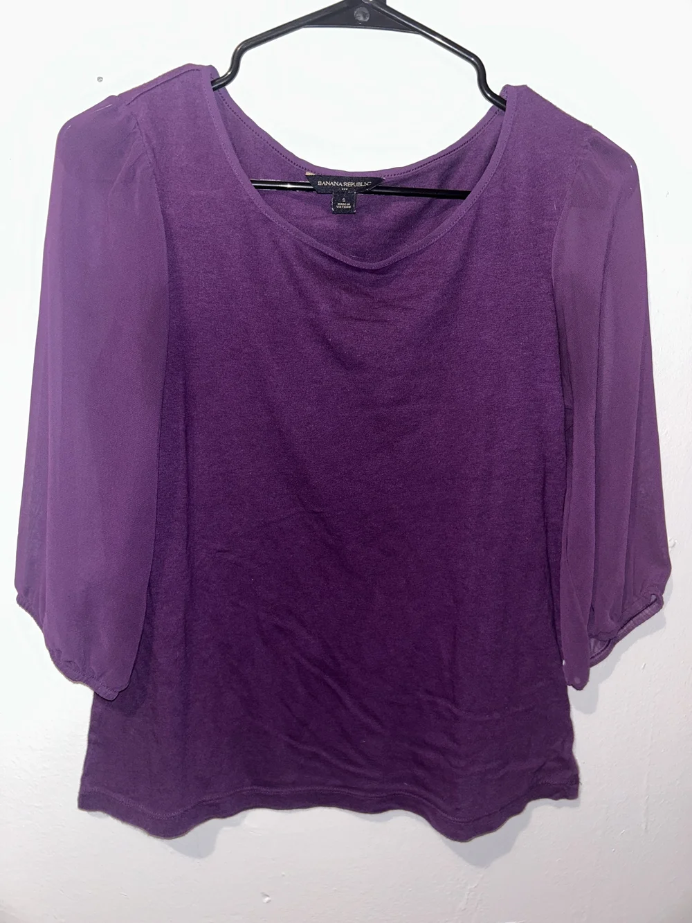Banana Republic Purple Puff-Sleeve Blouse
